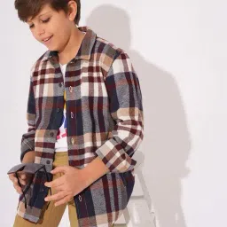Jack & Jones Junior Boys Multicolor Cotton Checks Full Sleeves Shacket image 5