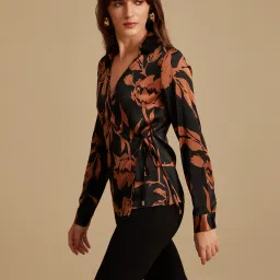 Kazo Black Floral Print Top image 3
