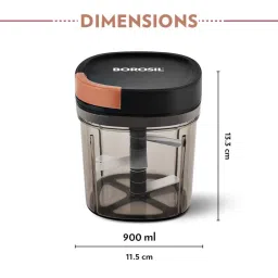 Borosil EazyPull Chopper 900 ml with 6 Blades & Durable String (Black) image 3