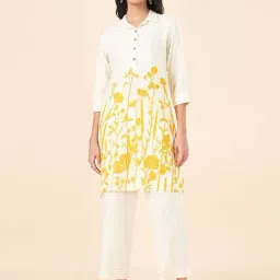 Rangmanch by Pantaloons Beige Printed Kurti Pant Set-picture-27