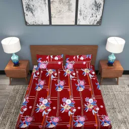 Romee Maroon Cotton Floral Bed Sheets image 3