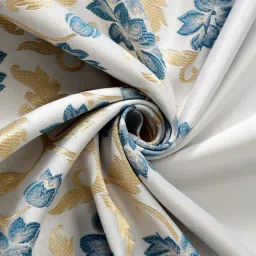 Romee White Jaquard Floral Curtains and Sheers image 3