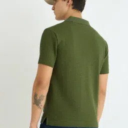 GANT Green Regular Fit Solid Polo T-Shirt image 2