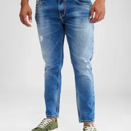 Spykar Blue Slim Fit Distressed Jeans image 3