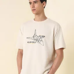 Allen Solly Beige Loose Fit Printed T-Shirt image 3
