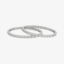 Kushal's Fashion Jewellery White Rhodium Polished Zircon Bangle for Women image 3