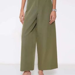 Annabelle By Pantaloons Olive Drab Straight Fit Trousers-picture-16