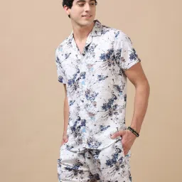 Bushirt Cream Regular Fit Printed Co-Ord Set image 3