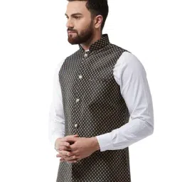 Sojanya Black & Gold Printed Nehru Jacket image 3