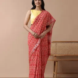 Taneira Red Printed Saree With Blouse-picture-36