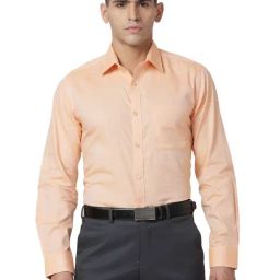 Raymond Orange Cotton Classic Fit Texture Shirts-picture-43