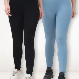 Gracit Black & Sky Blue Solid Tights (Pack of 2)-picture-41