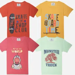 Vimal Jonney Girls Multicolor Printed T-Shirt (Pack Of 4)-image-12