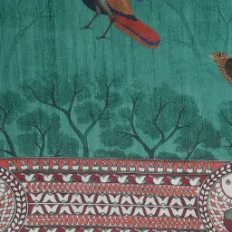 The Chennai Silks Green Printed Saree With Unstitched Blouse image 4