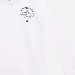 Tommy Hilfiger White Cotton Relaxed Fit Printed T-Shirt image 3