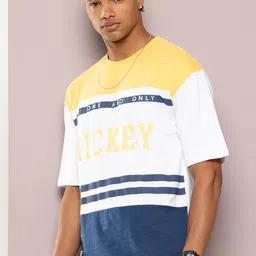 Kook N Keech Typography Mickey Mouse Colourblocked Drop-Shoulder Sleeves T-shirt image 4