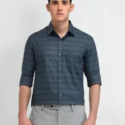 Arrow Blue Cotton Slim Fit Striped Shirt-picture-23