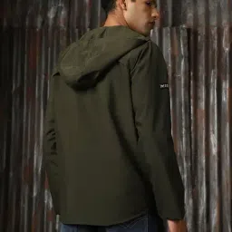 High Star Green Polyester Relaxed Fit Print Casual jackets image 2