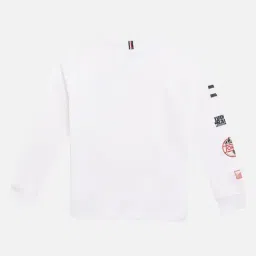 Tommy Hilfiger White Cotton Relaxed Fit Printed T-Shirt image 2