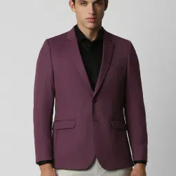 Van Heusen Purple Slim Fit Texture Blazer-picture-40