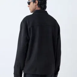 Ascot by Westside Black Solid Relaxed-Fit Suede Jacket image 2
