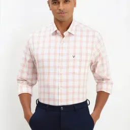 Allen Solly White Cotton Slim Fit Checks Shirt-picture-31