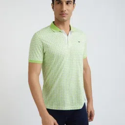 Park Avenue Medium Green Slim Fit Printed Polo T-Shirt-picture-18