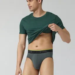 Xyxx Grey Nylon Solid Regular Fit Briefs image 5