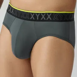 Xyxx Grey Nylon Solid Regular Fit Briefs image 4