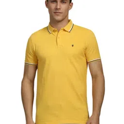 Louis Philippe Yellow Cotton Slim Fit Polo T-Shirt-picture-30