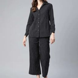 Cottinfab Black Striped Shirt With Trousers-picture-20