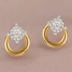 Mia by Tanishq Chic Circle 14k Gold and Diamond Stud Earrings-image-9