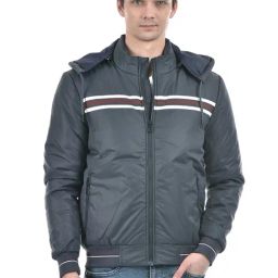 Numero Uno Navy Regular Fit Striped Hooded Jacket-picture-30