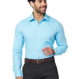 Raymond Blue Cotton Classic Fit Texture Shirts-picture-28