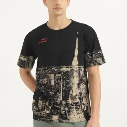 United Colors Of Benetton Black Pure Cotton Boxy Fit Printed T-Shirt-image-40