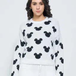 Sf Jeans By Pantaloons White Comfort Fit Printed Sweater-picture-10