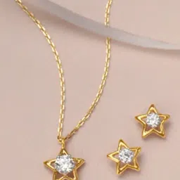 Mia by Tanishq Stellar Sparkle 14Kt Gold Necklace Set-picture-12