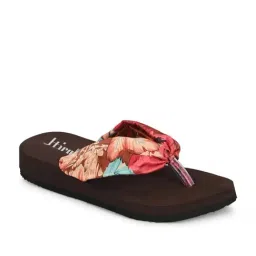 Hirolas Women's Brown Wedge Flip Flops image 2