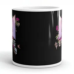 Mr UVD White & Black Floral Printed Ceramic Mug 350 ml image 4