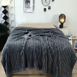 JC HOME Grey Geometric AC Room 300 GSM Double Bed Blanket-picture-37