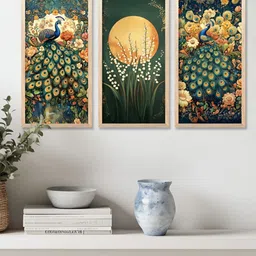 Kotart Brown & Green 3 Pieces Birds and Animals Wooden Wall Paintings-picture-29
