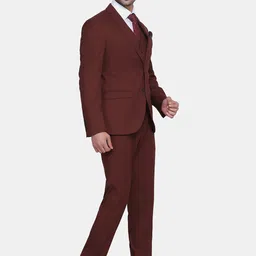 Blackberrys Men Rust-Colored Solid Slim-Fit Single-Breasted Three-Piece Formal Suit image 4