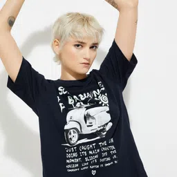 max Typography Printed Round Neck Regular Fit Pure Cotton T-shirt image 5