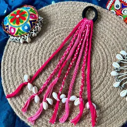 dhanabapa Boho Handmade Colorful Hair Strings for Navratri/Ethnic Look/Bohemian Styling, Colorful Braided Hairband, Thread Hair Accessories & Extensions, Navratri Special, Chotali, 1 Pcs - MultiColor image 4