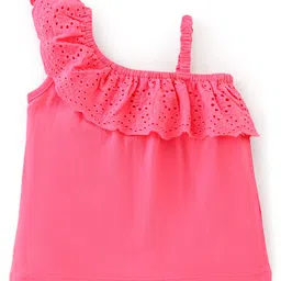 Babyhug Cotton Knit Sleeveless Top with Schifilli Detailing - Pink-picture-14