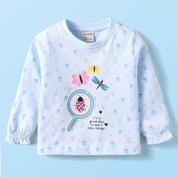 CUCUMBER Sinker Knit Full Sleeves T-Shirt with Bugs & Butterfly Print - Light Blue-picture-49