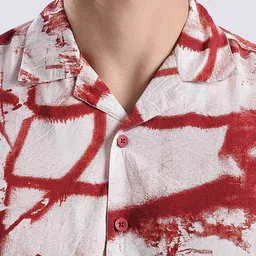 Mast & Harbour Men Classic Fit Abstract Printed Cuban Collar Cotton Casual Shirt image 5