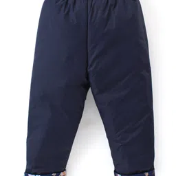 Babyhug Full Sleeves Hooded Front Zipper Padded Winter Wear Suit With Animals Print - Navy Blue image 4