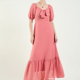 aayu Puff Sleeve Layered Georgette Maxi Dress-picture-31