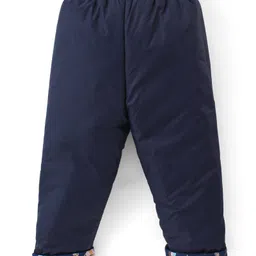 Babyhug Full Sleeves Hooded Front Zipper Padded Winter Wear Suit With Animals Print - Navy Blue image 5